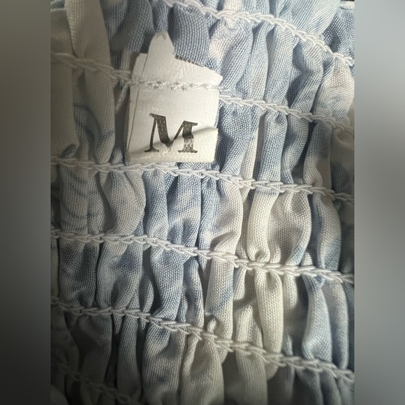 **SOLD** Cute white and blue floral maxi dress with smock detail. - Picture 5 of 7